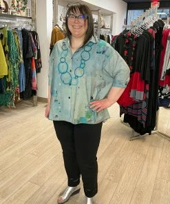 3 Potato 3 Potato Art Print Oversized Boxy Shirt, Blue Multi