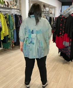 3 Potato 3 Potato Art Print Oversized Boxy Shirt, Blue Multi