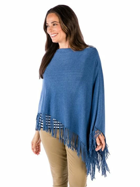 Alashan Cashmere Cotton Cashmere Trade Wind Fringe Topper - Aquarium