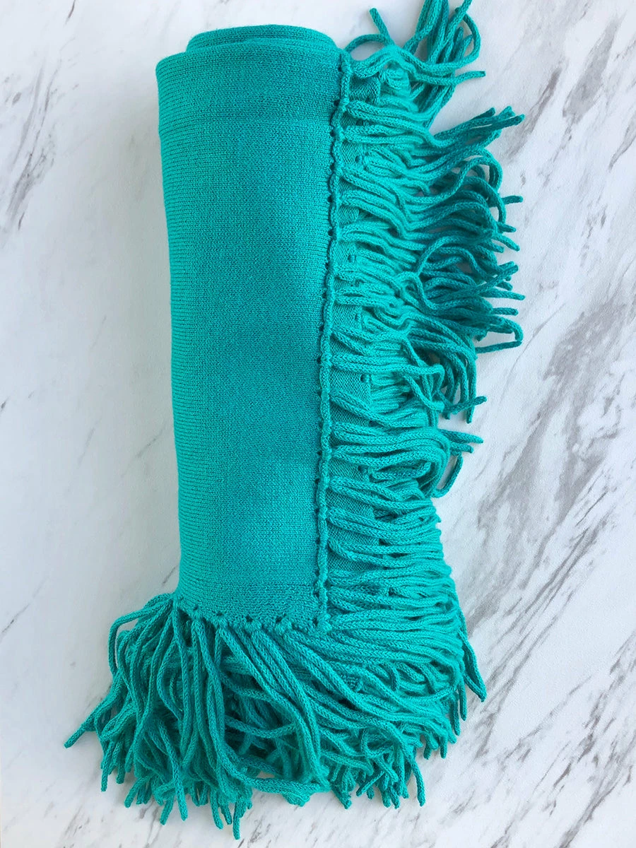 Alashan Cashmere Cotton Cashmere Trade Wind Fringe Topper - Aquarium