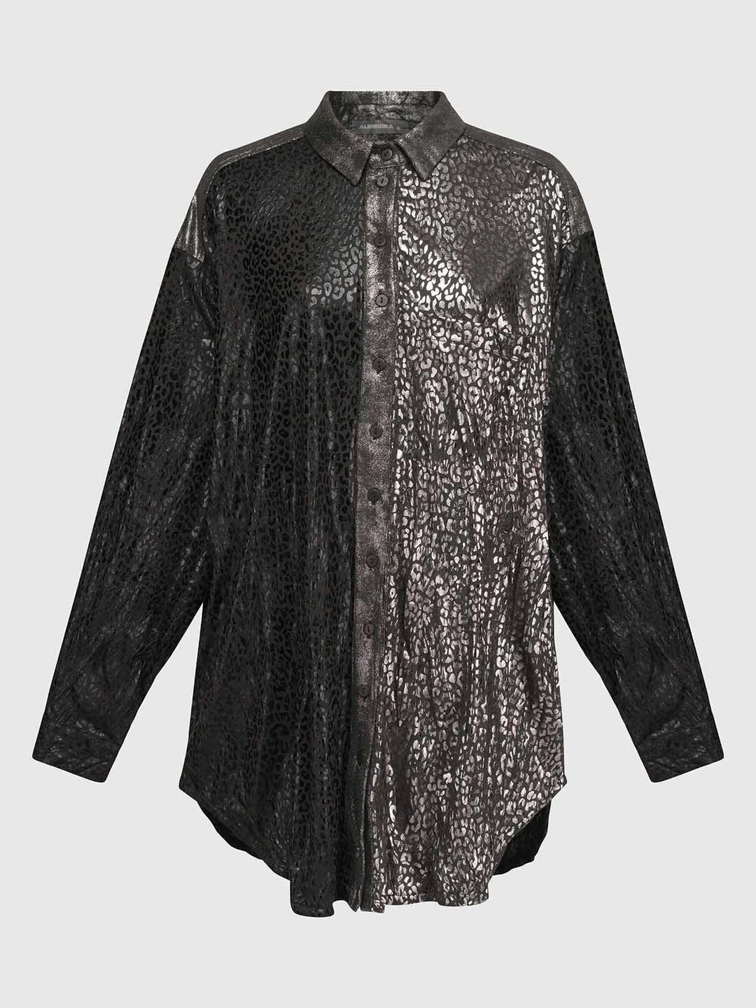 Alembika After Dark Leopard Shimmer Button Front Shirt Blouse, Multi