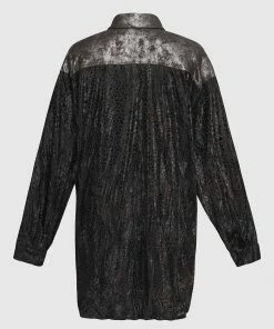 Alembika After Dark Leopard Shimmer Button Front Shirt Blouse, Multi