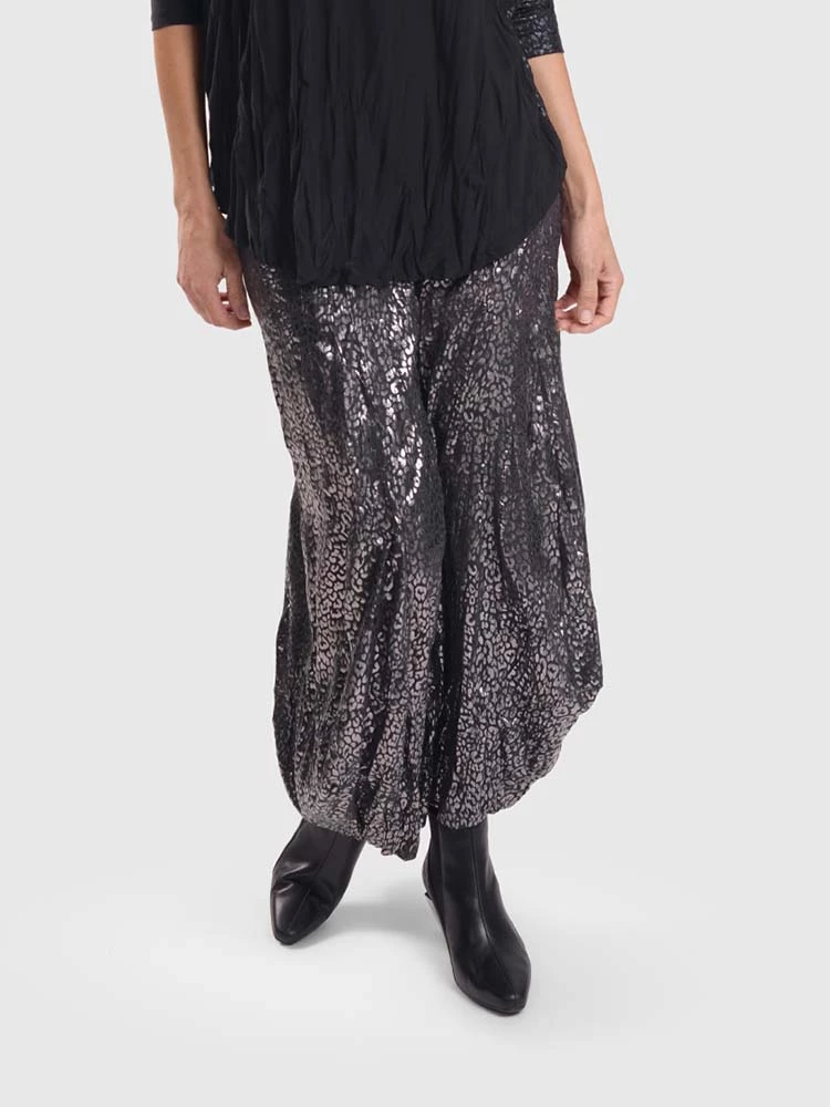 Alembika After Dark Leopard Shimmer Punto Pants, Silver Alembika 5 Alembika After Dark Leopard Shimmer Punto Pants, Silver Alembika