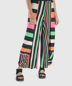 Alembika Bold Stripe Punto Pant, Rainbow Alembika