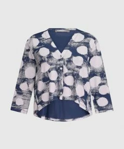 Alembika Dot Crop Cardigan, Navy Alembika