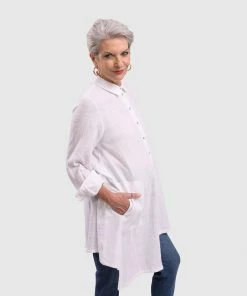 Alembika Alembika Gauze Asymmetric Shirt Tunic, White