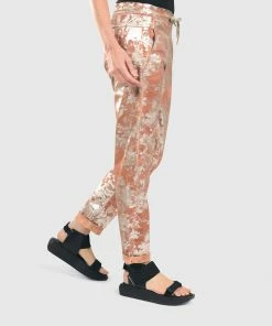 Alembika Alembika Metallic Floral Iconic Slim Leg Pant, Rust