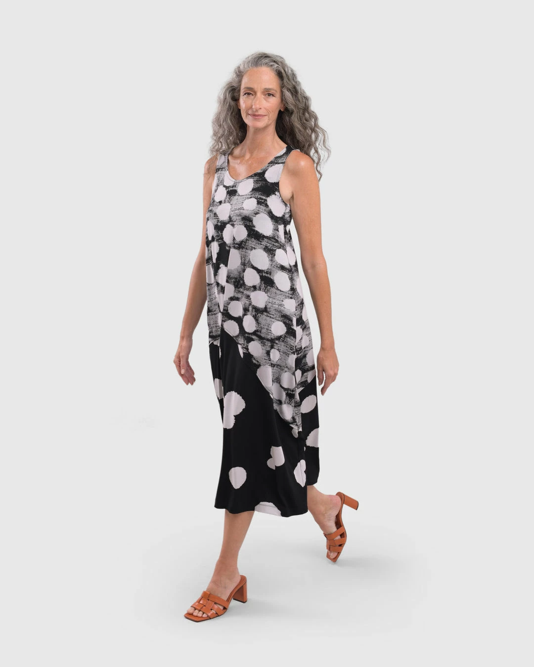 Alembika Alembika Mixed Dot Cocoon Tank Dress, Black 4 Alembika Alembika Mixed Dot Cocoon Tank Dress, Black