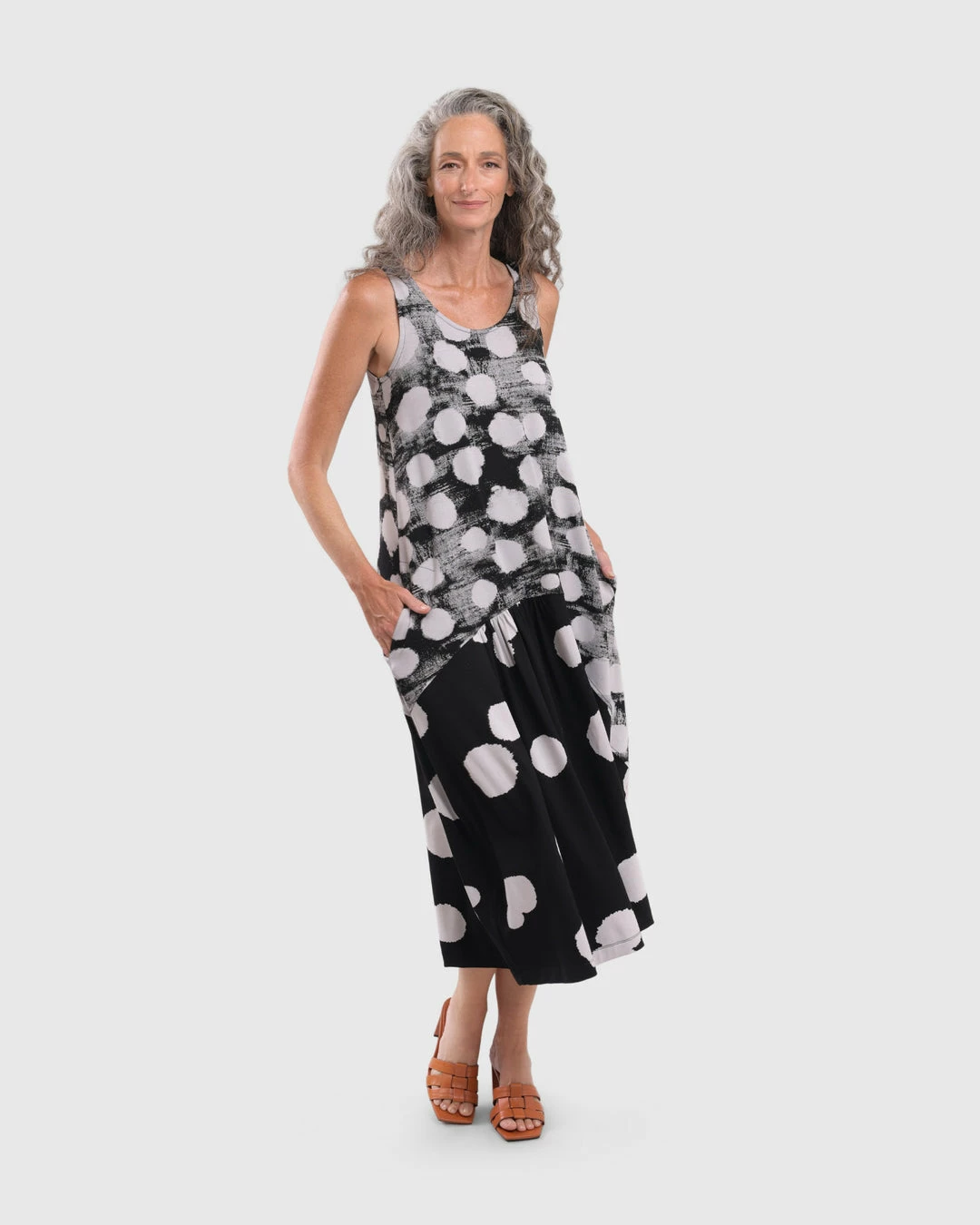 Alembika Alembika Mixed Dot Cocoon Tank Dress, Black 3 Alembika Alembika Mixed Dot Cocoon Tank Dress, Black