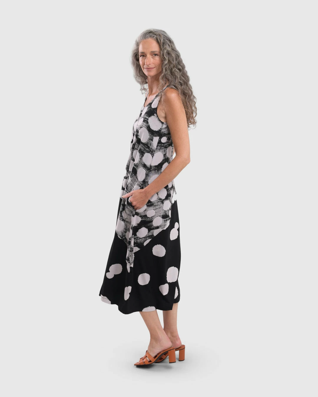 Alembika Alembika Mixed Dot Cocoon Tank Dress, Black 5 Alembika Alembika Mixed Dot Cocoon Tank Dress, Black