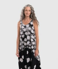 Alembika Alembika Mixed Dot Cocoon Tank Dress, Black 16 Alembika Alembika Mixed Dot Cocoon Tank Dress, Black