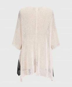 Alembika Open Knit Asymmetric V Neck Sweater, White