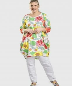 Alembika Garden Print Cocoon Tunic, Bloom Alembika