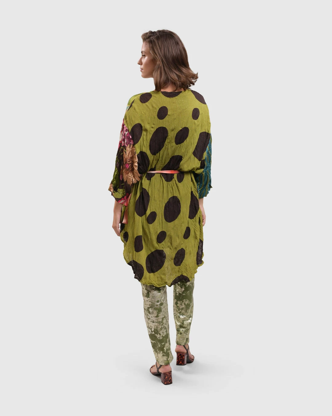 Alembika Satin Crush Dot Mesh Back Tunic, Aquamarine Alembika