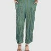 Alembika Satin Crush Striped Pant, Turquoise 1 Alembika Satin Crush Striped Pant, Turquoise
