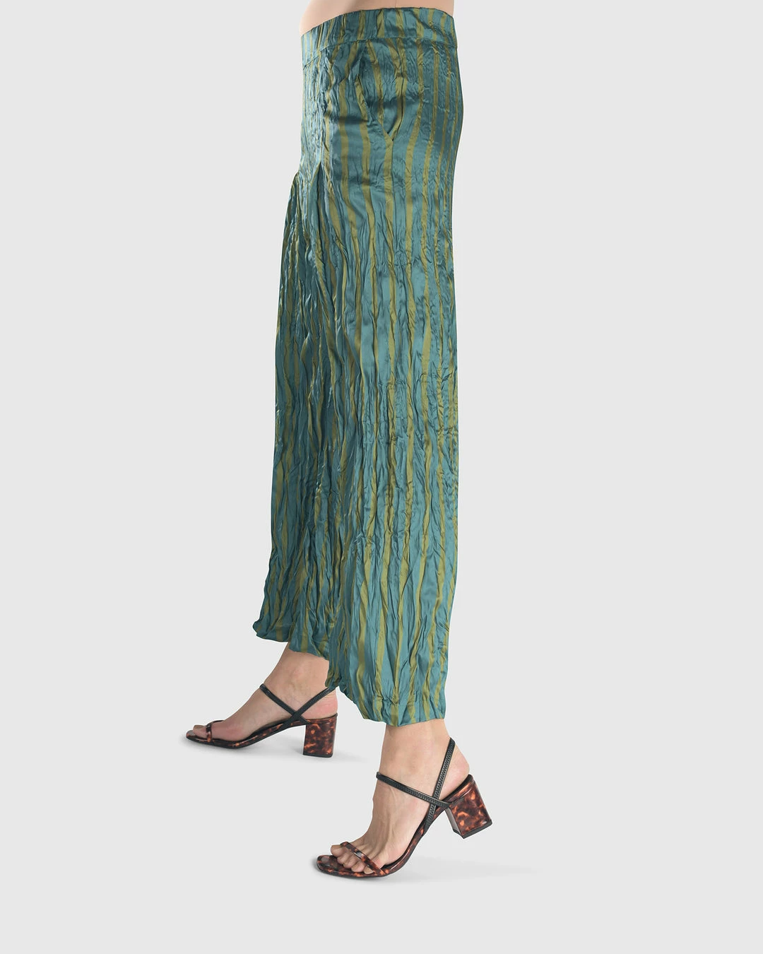 Alembika Satin Crush Striped Pant, Turquoise 4 Alembika Satin Crush Striped Pant, Turquoise