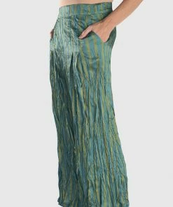 Alembika Satin Crush Striped Pant, Turquoise 14 Alembika Satin Crush Striped Pant, Turquoise