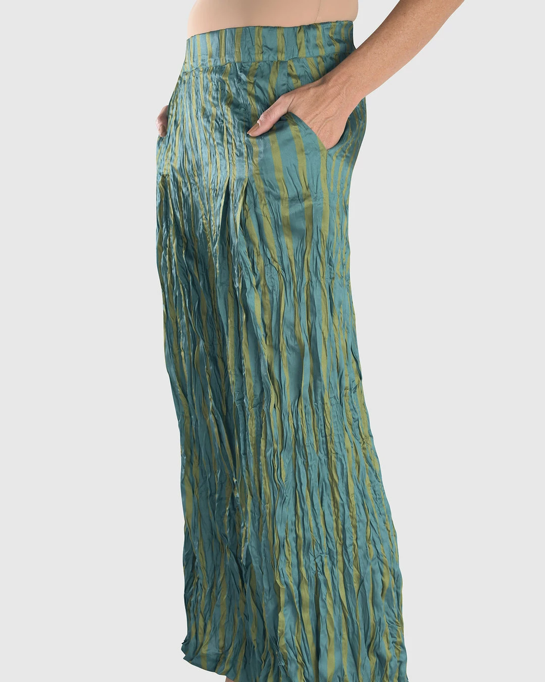Alembika Satin Crush Striped Pant, Turquoise 7 Alembika Satin Crush Striped Pant, Turquoise
