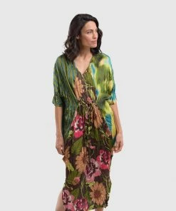 Alembika Satin Crush V Neck Dress, Aquamarine Alembika 15 Alembika Satin Crush V Neck Dress, Aquamarine Alembika