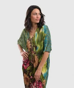 Alembika Satin Crush V Neck Dress, Aquamarine Alembika 16 Alembika Satin Crush V Neck Dress, Aquamarine Alembika