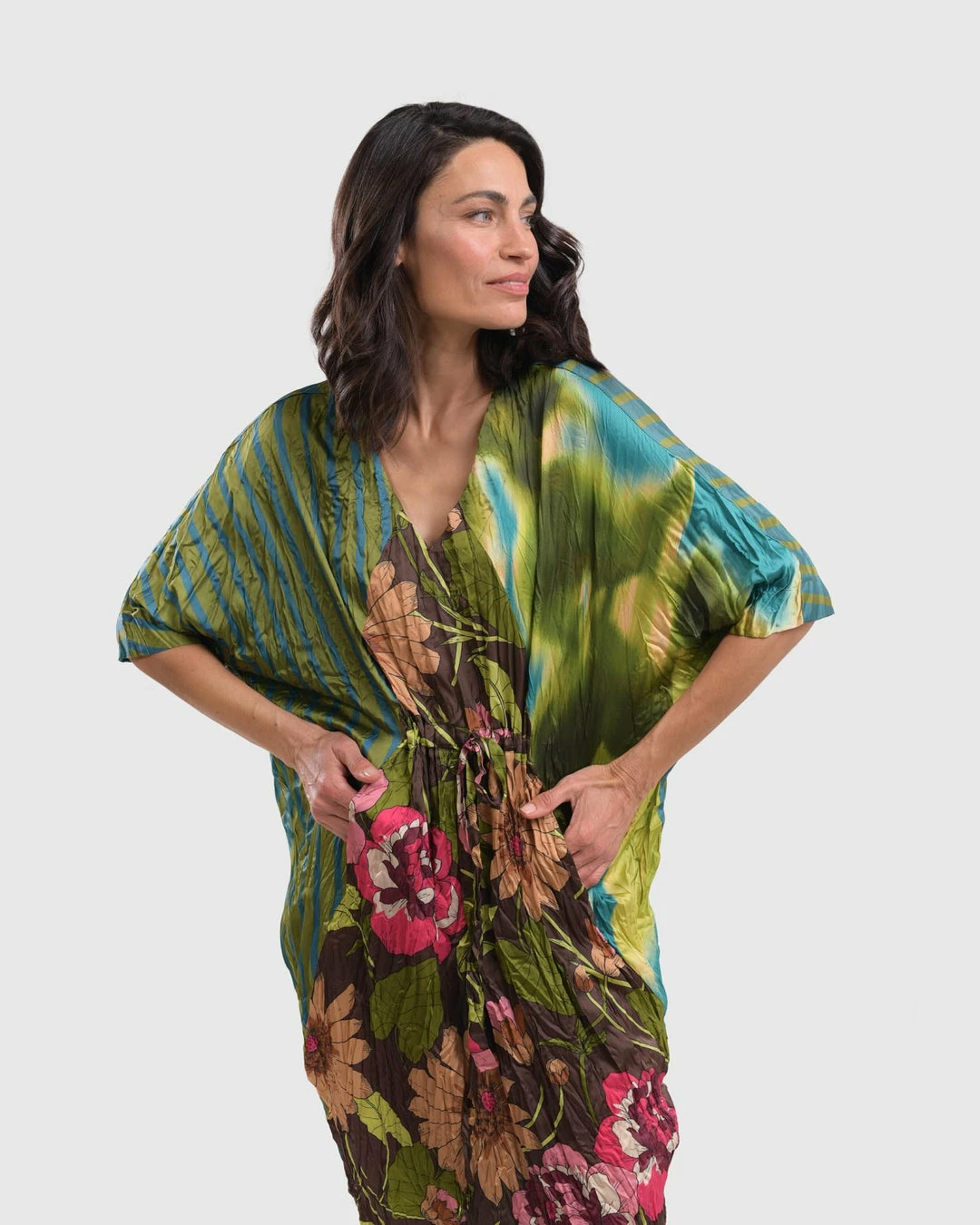 Alembika Satin Crush V Neck Dress, Aquamarine Alembika 9 Alembika Satin Crush V Neck Dress, Aquamarine Alembika