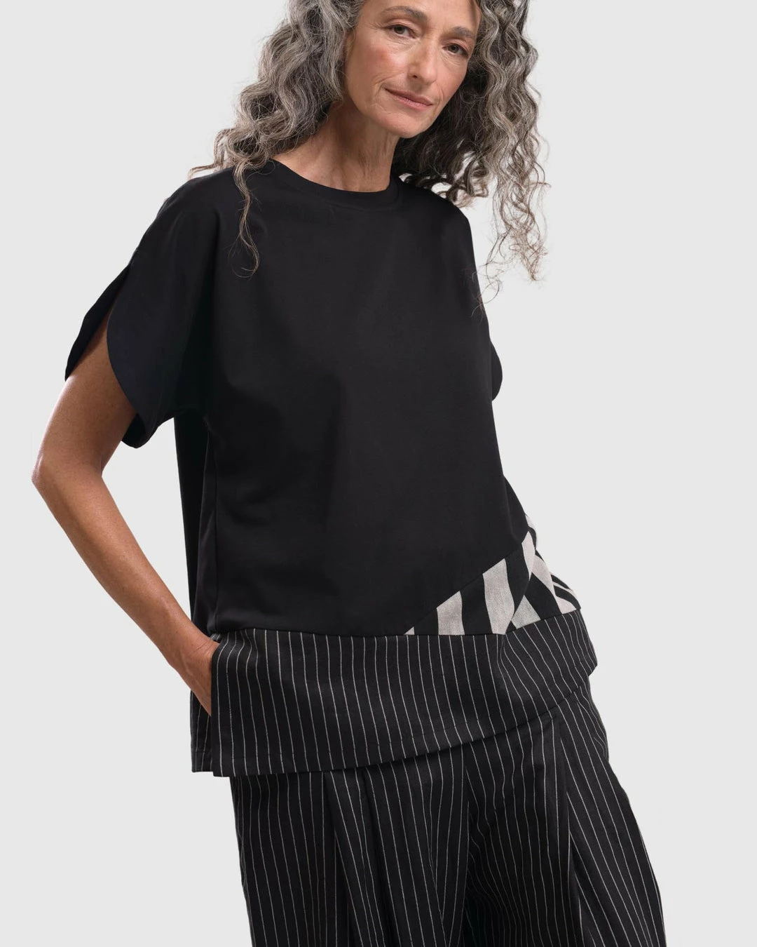 Alembika Stripe Trim Boxy Tee, Bars 4 Alembika Stripe Trim Boxy Tee, Bars