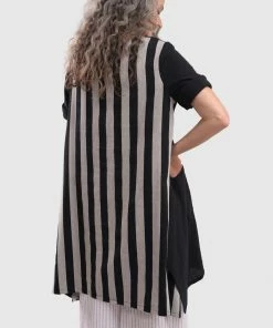 Alembika Striped Back Gauze Tunic, Black Alembika