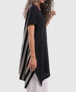 Alembika Striped Back Gauze Tunic, Black Alembika