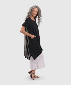 Alembika Striped Back Gauze Tunic, Black Alembika