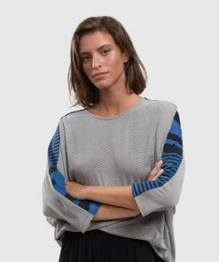 Alembika Alembika Tekbika Stripe Relaxed Top, Ocean