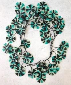 Ekeimenna By Annemieke Broenink Huge Recycled Pansy Necklace - Aqua Green Annemieke Broenink