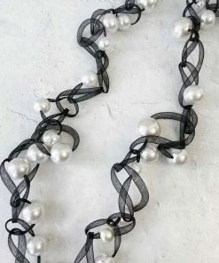 Annemieke Broenink Pearl Tulle Link Necklace, White Annemieke Broenink