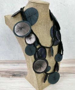 Beyond Threads Beyond Threads Platillos Wrap Necklace, Charcoal