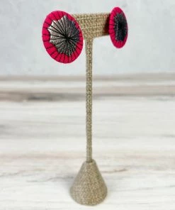 Beyond Threads Single Shiitake Earrings, Pink