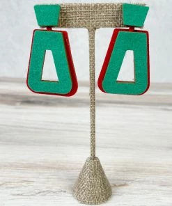 Beyond Threads Beyond Threads Trapezium Earrings, Teal