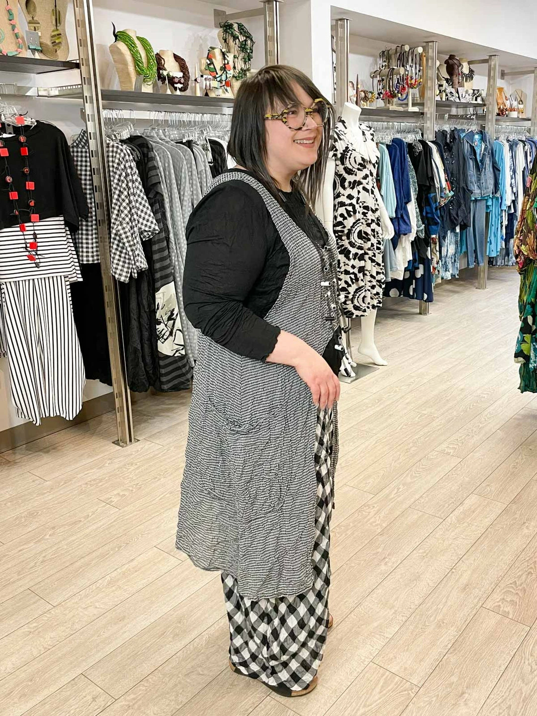 Bodil Hi Lo Pocket Top, Check Bodil