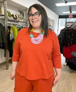 Pacificotton Bryn Walker 3/4 Sleeve Boxy Shirt, Quill