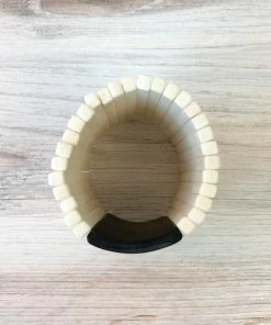 CATHs Jewelry Matchstick Rectangle Horn Cuff, Bone/Grey