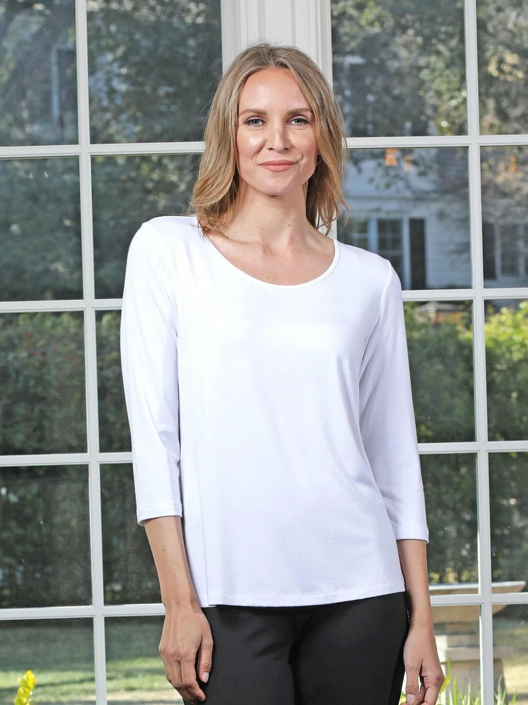 Chalet Chalet Et Ceci Jersey 3/4 Sleeve Basic Top, Black