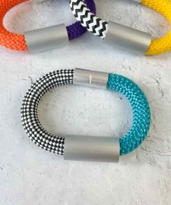 Christina Brampti Mixed Cord & Aluminum Magnet Bracelet, Silver/Turquoise Christina Brampti