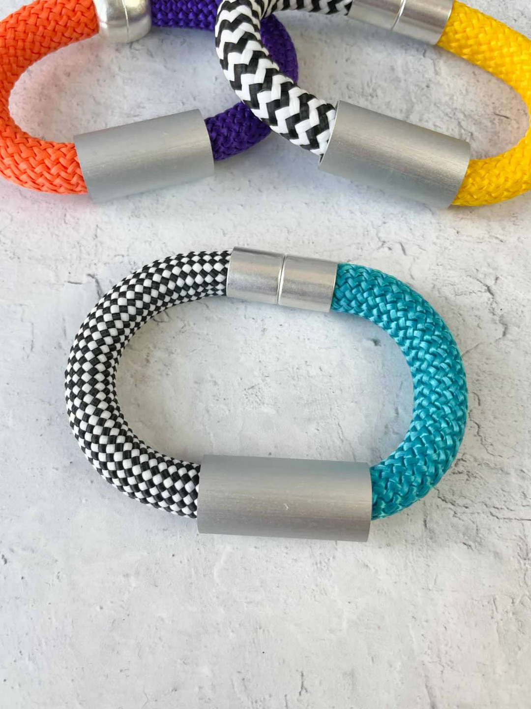 Christina Brampti Mixed Cord & Aluminum Magnet Bracelet, Silver/Turquoise Christina Brampti