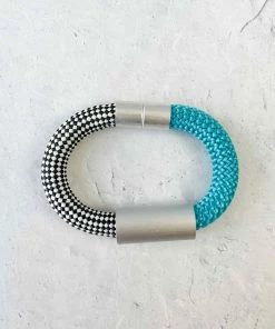 Christina Brampti Mixed Cord & Aluminum Magnet Bracelet, Silver/Turquoise Christina Brampti
