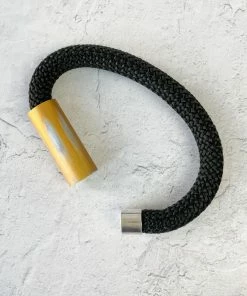 Christina Brampti Cord & Aluminum Hidden Magnet Bracelet, Brushed Gold/Black Christina Brampti