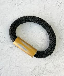 Christina Brampti Cord & Aluminum Hidden Magnet Bracelet, Brushed Gold/Black Christina Brampti