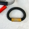 Christina Brampti Cord & Aluminum Hidden Magnet Bracelet, Brushed Gold/Black Christina Brampti