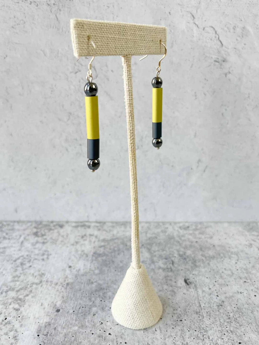 Christina Brampti Linear Aluminum Tube Drop Earrings, Yellow/Grey