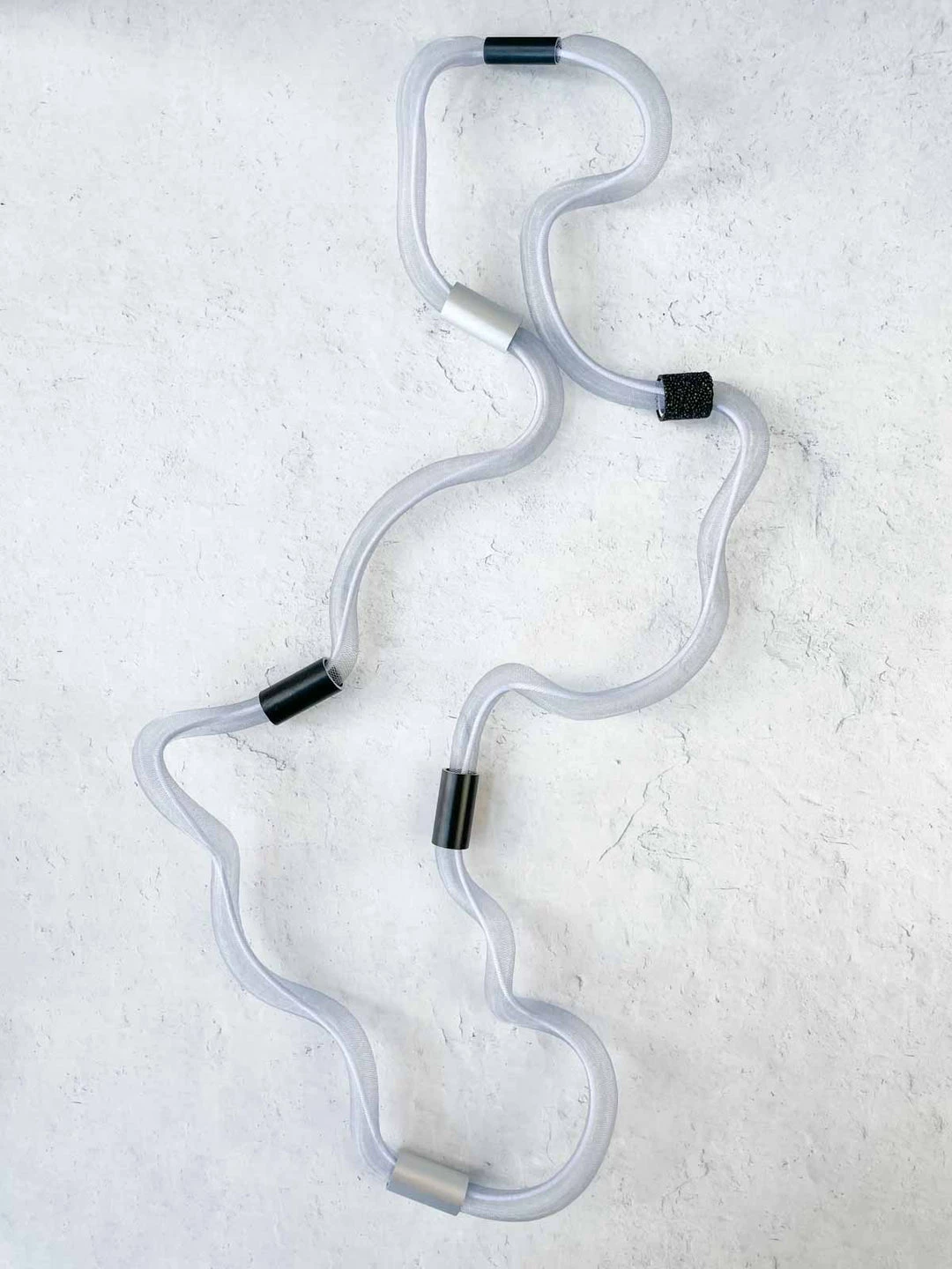 Christina Brampti Long Elastic In Tulle Necklace, Light Grey/Black