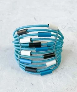 Christina Brampti Christina Brampti Multi Strand Leather & Aluminum Magnetic Bracelet, Turquoise/Black