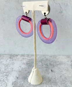 Christina Brampti Small Mesh & Cord Hoop Earrings, Purple/Orange Christina Brampti
