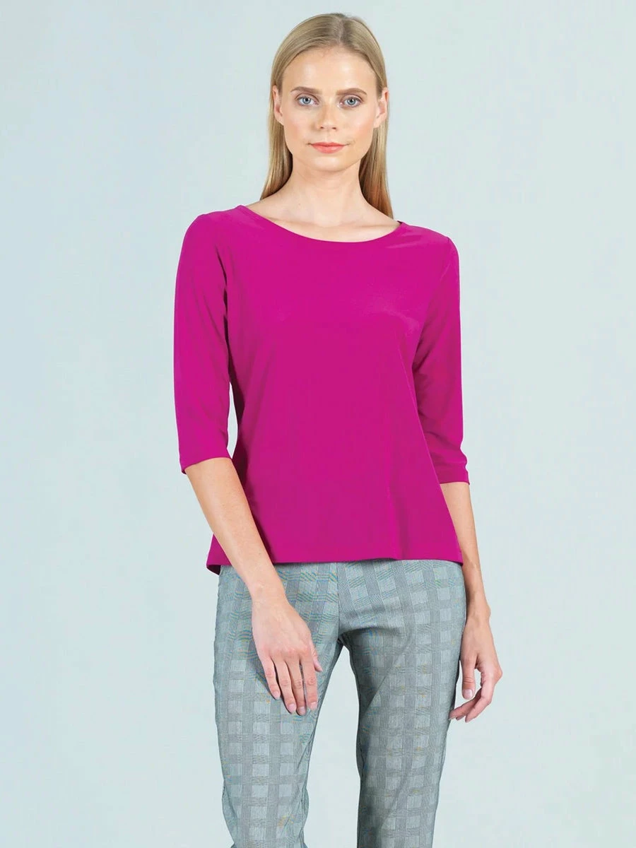 Clara Sunwoo Basic Round Neck Half Sleeve Top, Magenta Clara Sunwoo 3 Clara Sunwoo Basic Round Neck Half Sleeve Top, Magenta Clara Sunwoo